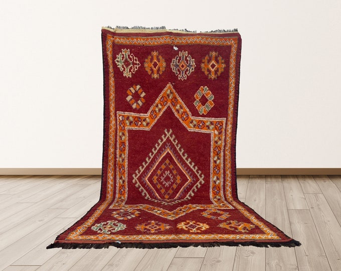 wool for bedroom or living room, 6x12 feet Vintage Moroccan Berber Rug,  Azilal Berber Vintage area Rug.