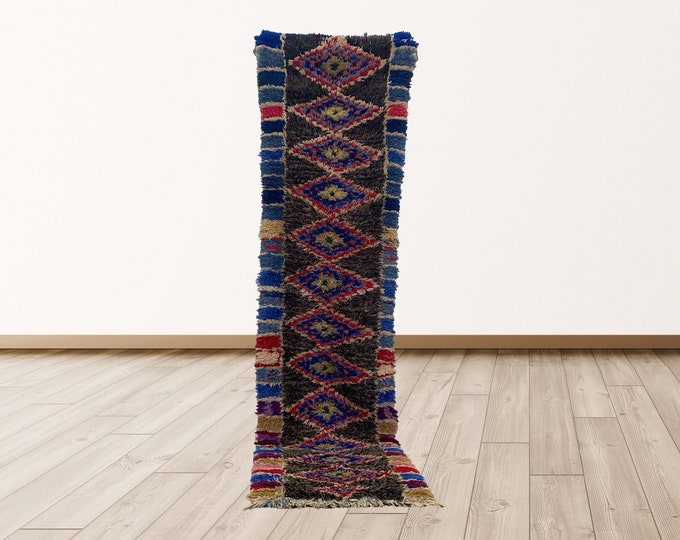 2x8 foot Vintage Moroccan Berber Narrow Long runner rug.