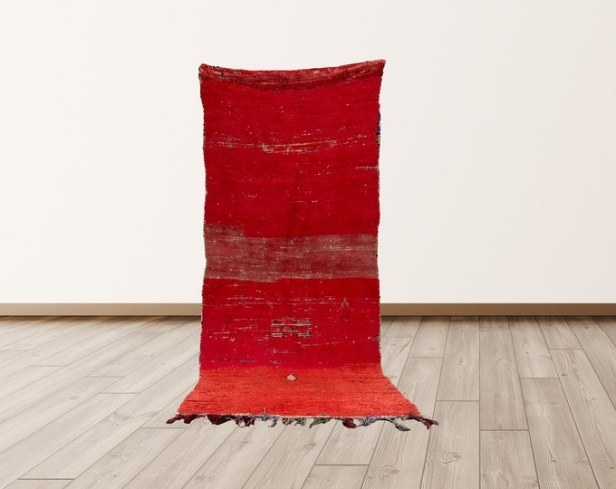 4x8 ft Vintage Moroccan Berber Runner Rug.