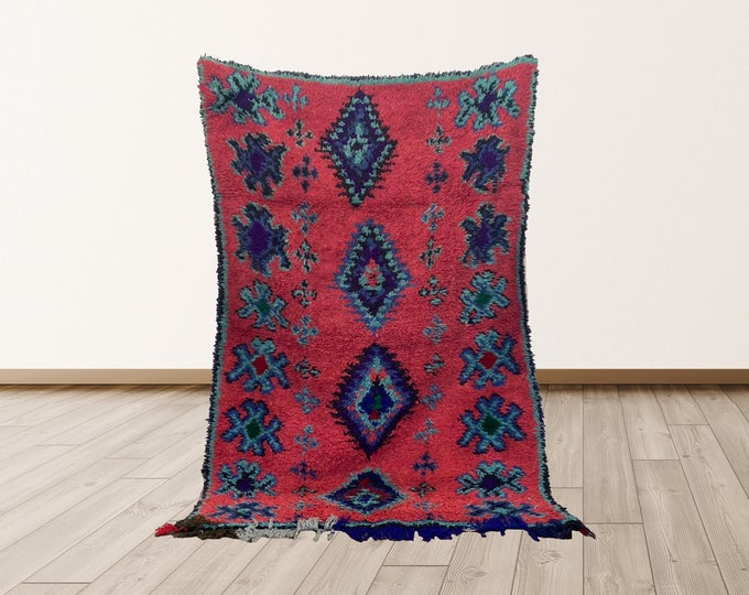 4x7 ft Vintage Moroccan Berber Rug, Wool Berber area Rugs.