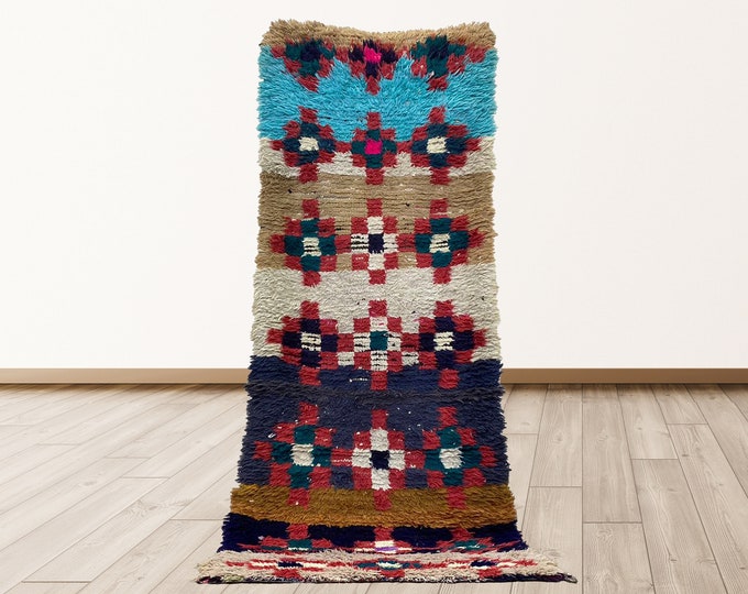3x8 foot Rugs tribal Morocco Azilal, Morrocan Berber Vintage Rug.
