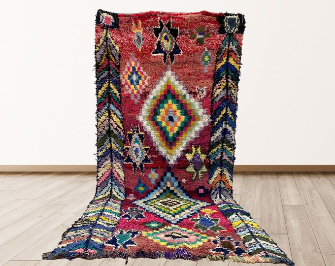 5x11 feet Azilal Moroccan vintage Berber rug, Berber Bohemian shag area rug