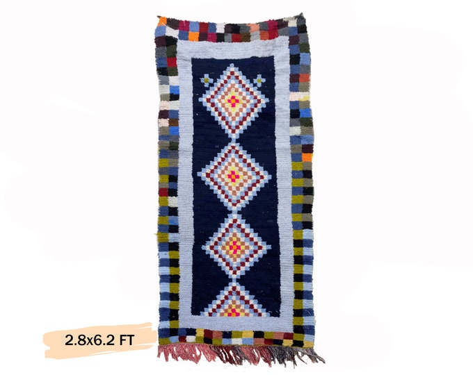 Vibrant Vintage Moroccan Unique Runner Rug 3x6.
