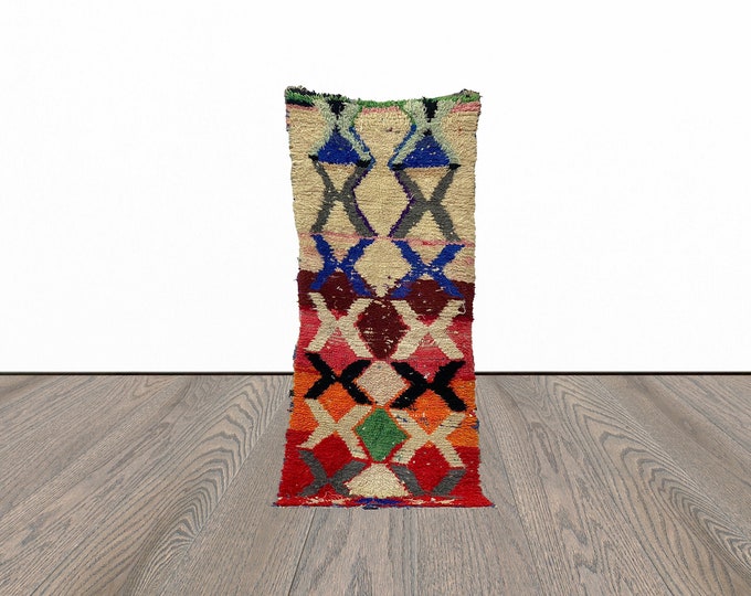 Berber small runner rug, 3x7 feet moroccan rug runner, vintage runner rug, entryway runner rug.