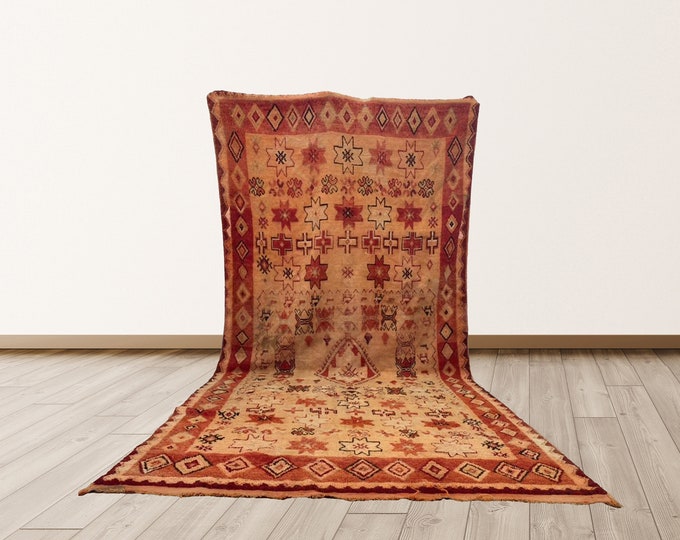 Large Area Moroccan rugs, 6x13 ft Soft Wool Berber Vintage Rug, Azilal Berber Vintage Rug.