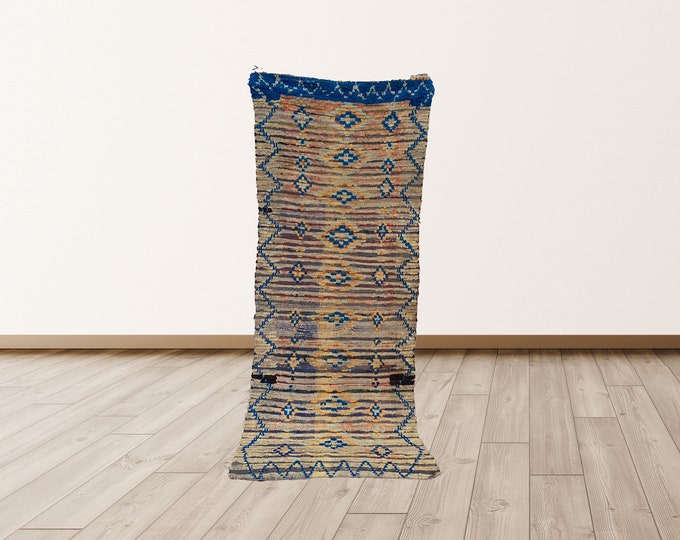 3x7 ft Berber Rug, Moroccan Vintage Rug, Azilal Berber Vintage Rug.