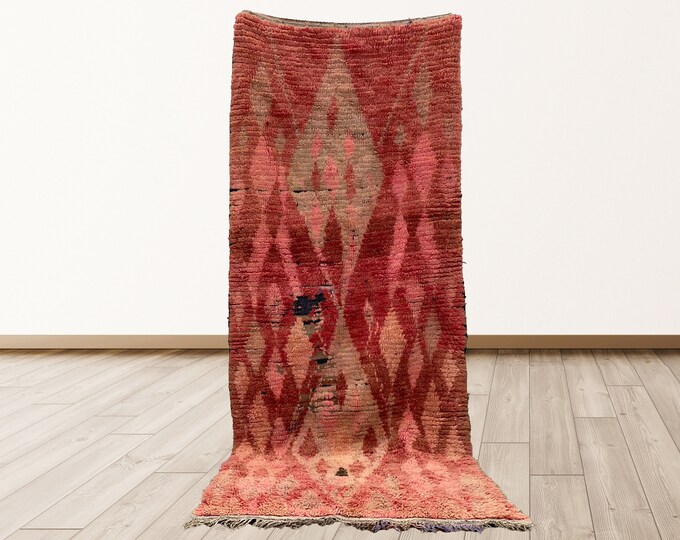 3x8 feet Moroccan Berber Vintage Rug.