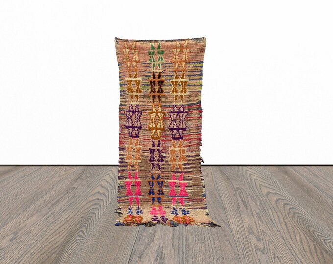 Moroccan runner rug, 3x9 feet bohemian runner rug, entryway runner rug, unique runner rug.
