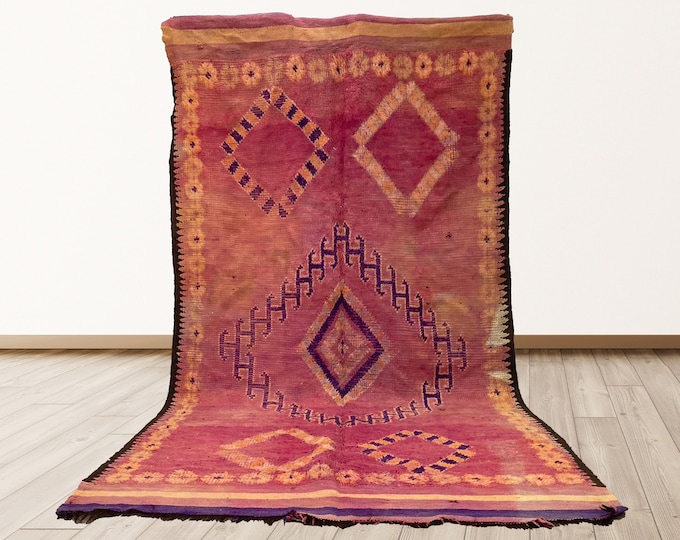 Moroccan vintage Berber wool rug, 6x11 feet Berber Bohemian shag area rugs.