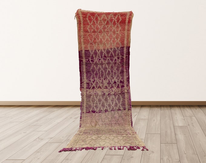 3x10 ft Wool Berber Moroccan Vintage Rug, Azilal Berber Vintage Rug.
