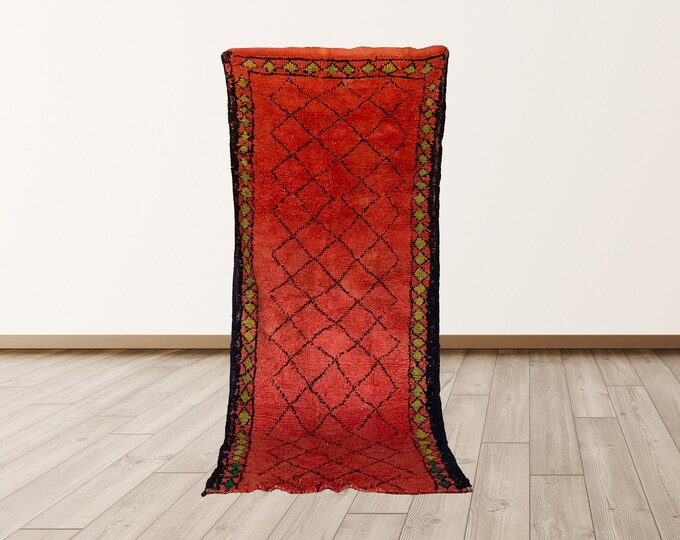 Moroccan small tribal rug 3x8 ft, Moroccan Berber area rug!