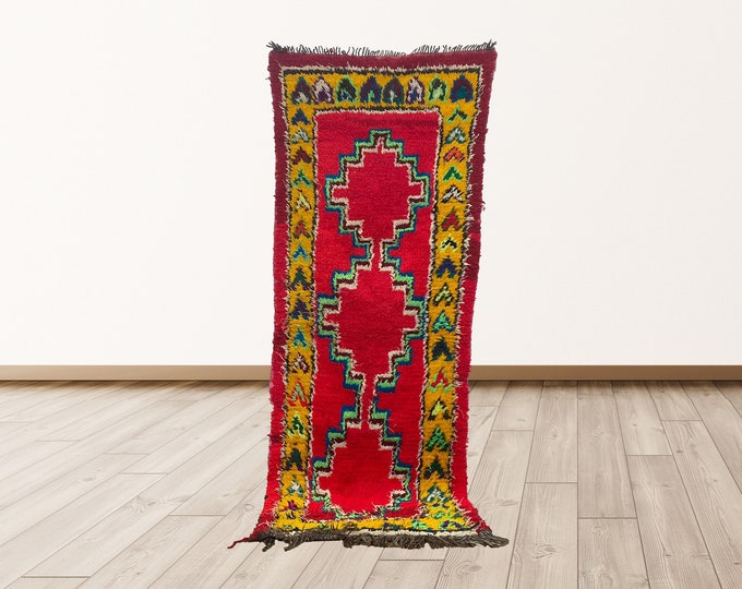 2x6 foot  Azilal vintage Moroccan rug, Morrocan berber shag rug.