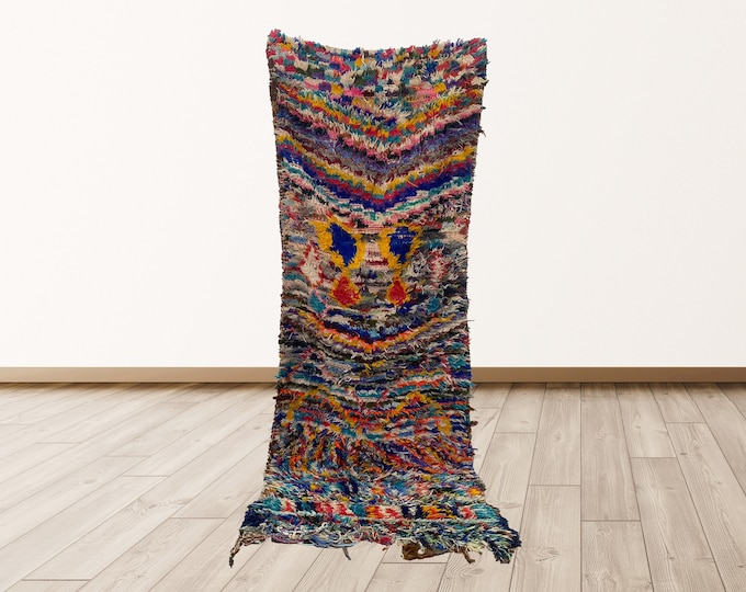 Vintage Moroccan Berber 3x8 ft Narrow runner rug.
