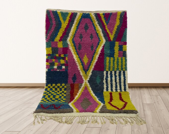 Moroccan Boho Custom Area Rug: Handmade Berber Rug with Unique Design