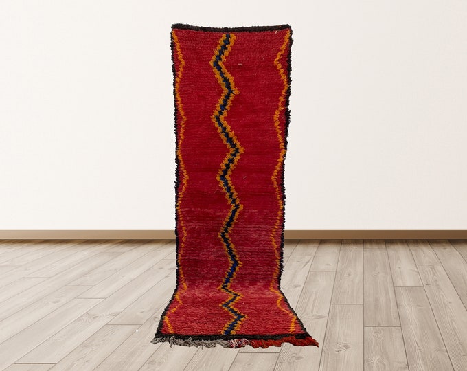 Berber Moroccan hallway runner rug 3x9: shaggy Vintage Berber runners rug.