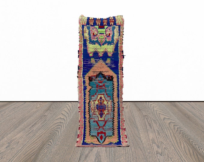 Vintage runner rug, 2x7 feet narrow morccan runner rug, entryway runner rug, berber runner rug.
