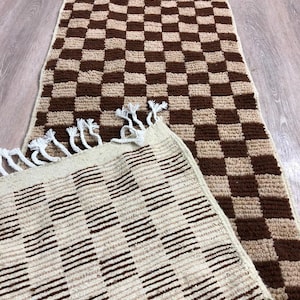 Narrow Moroccan checkered runner rug image 10