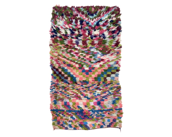 7x3 Moroccan Runner Rug – Vintage Textile Art.