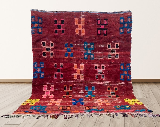 5x6 ft Vintage area Rug, Boho Area Rug, woven Rug, Moroccan Wool Rug.
