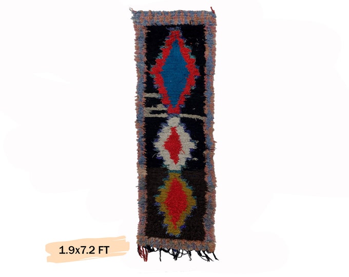 Vintage Moroccan Runner Rug 2x7: Entryway Decor.