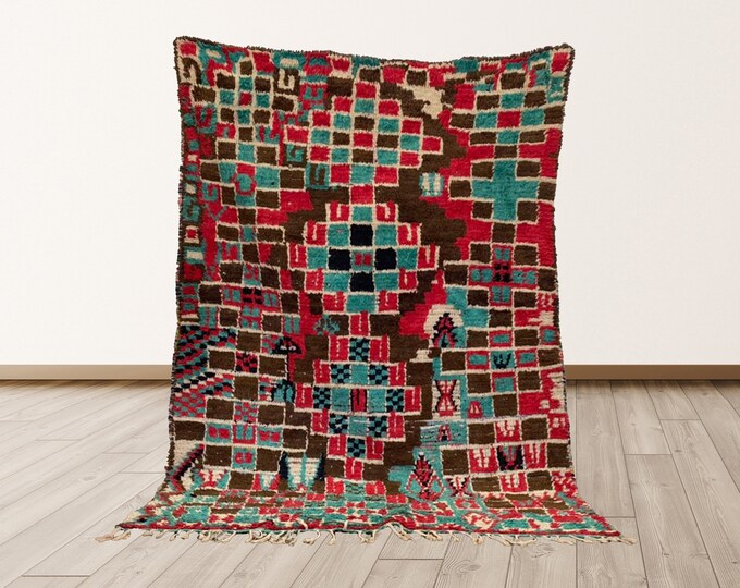rug for bedroom or living room, 4x9  Vintage Moroccan area Rug.