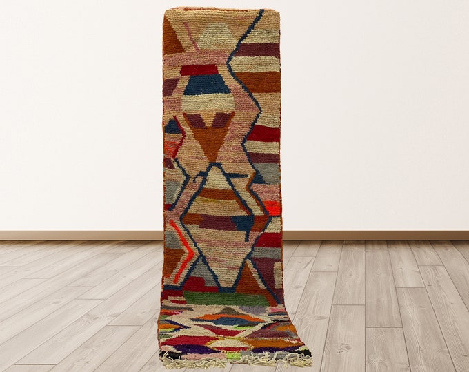 Unique Handwoven Moroccan Wool Rug Runner.