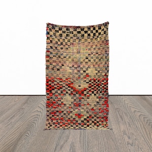 3x6 Vintage moroccan rug, berber area rug, boujaad woven rug, tribal azilal rug.