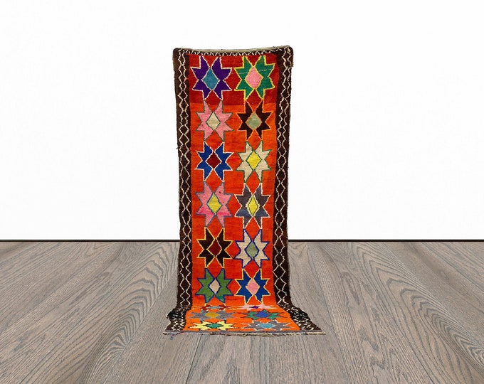 Moroccan entryway runner rug, 3x7 feet beautiful rug runner, vintage runner rug, berber runner rug.