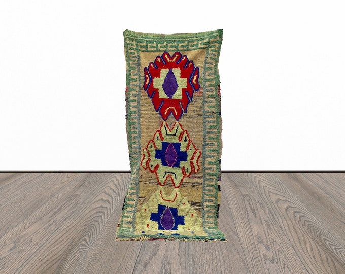 Moroccan berber rug, 3x8 feet boujaad runner rug, vintage runner rug, hallway runner rug.