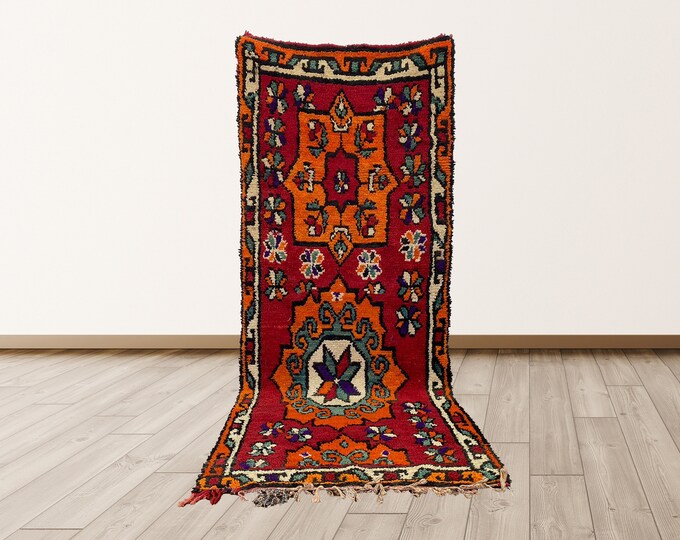 Soft Wool Rug, Bohemian runner rug, 3x8 ft colorful moroccan rug.