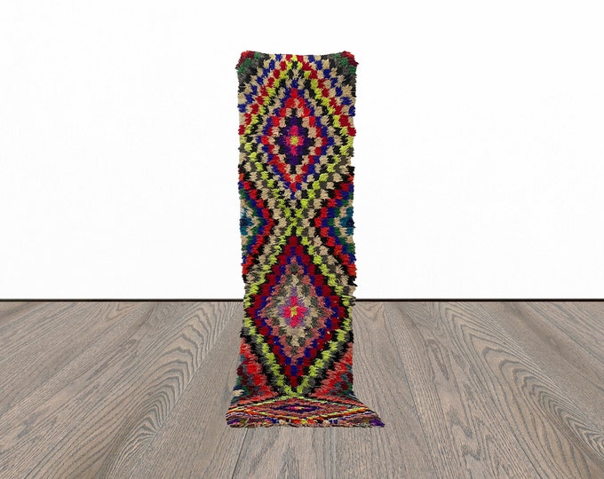 Narrow runner rug, 2x9 feet moroccan runner rug, tribal runner rug, vintage runner rug.