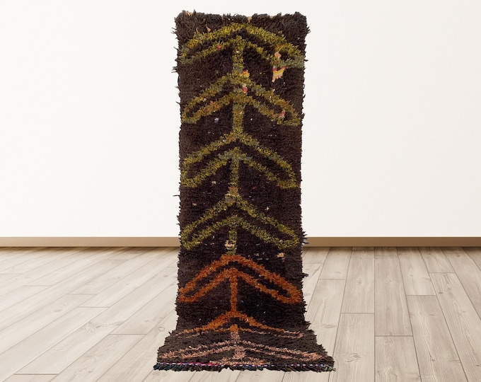 2.3x7.5 foot Rugs tribal Morocco Azilal, Morrocan Berber Vintage Rug.