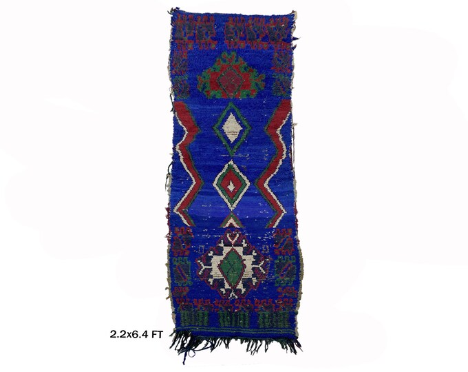Moroccan Boho Runner Rug 2x6: Vintage Unique Rug.