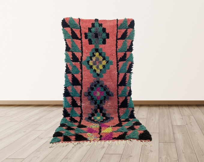 2.5x5.5 ft Wool Vintage Rug, Moroccan Decor Rug.