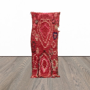 Roter Marokkanischer Teppichläufer: Kleiner Vintage Berber Teppich 60x60 cm