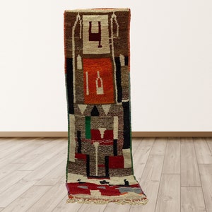 Handmade Moroccan Wool Rug Runner: Colorful Bohemian Home Decor.