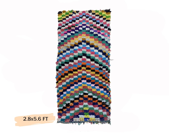 Moroccan Colorful Unique Vintage Runner Rug 3x6.