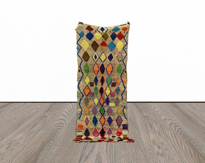 Colorful runner rug, 3x8 feet vintage runner rug, tribal runner rug, unique runner rug, moroccan runner rug.
