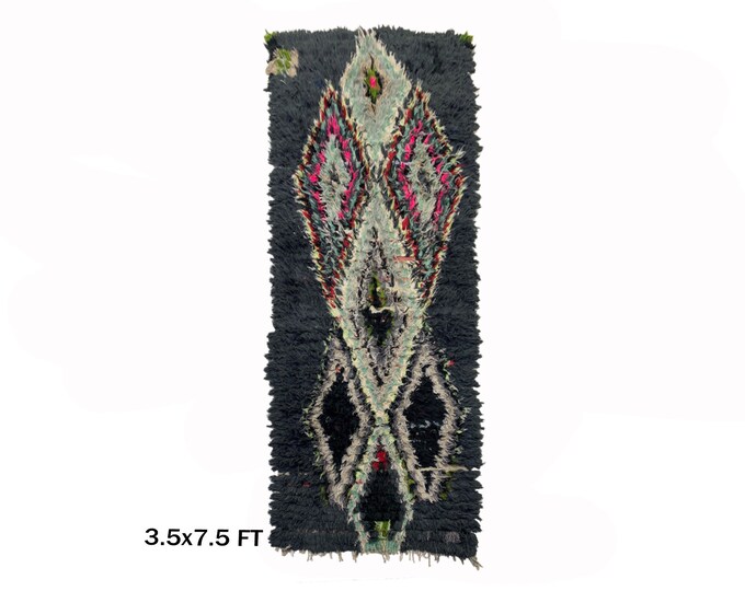 Vintage Moroccan Area Rug 4x8, Colorful Boho Decor.