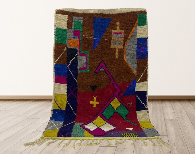 Colorful Moroccan Area Rug: Unique Custom Boho Decor.