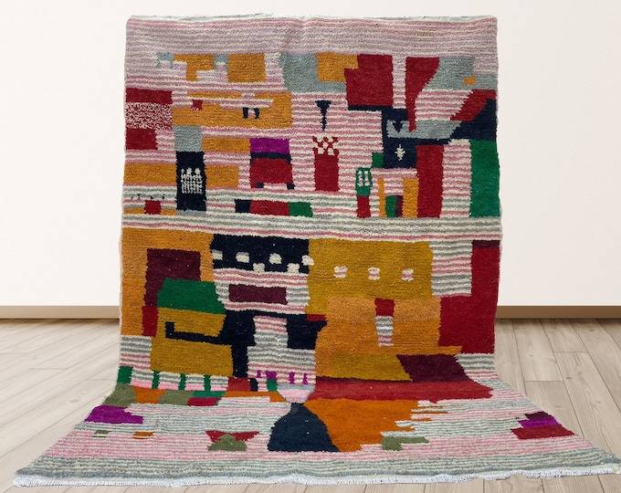Unique Moroccan Handmade Area Rug - Custom Design for Your Home.