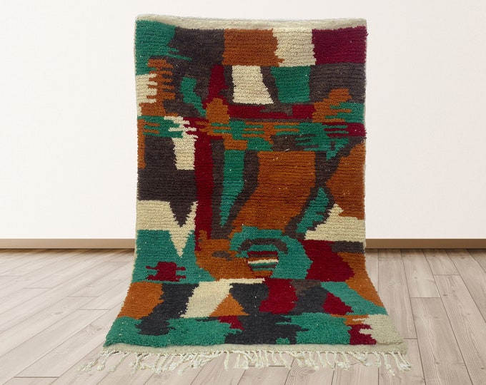 Moroccan Custom Handmade Abstract Area Rug.