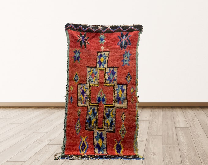 3x6 feet tribal Moroccan vintage runner rug.
