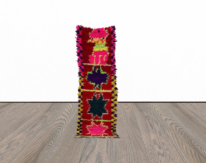 Narrow moroccan runner rug, 1x6 feet berber runner rug, entryway runner rug, tribal runner rug.