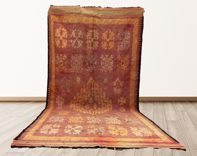 extra-large area rug vintage, rug for bedroom, 6x12 feet woven Rug, Vintage Moroccan Berber Rug, Wool Berber Rug.