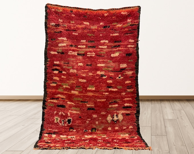 4x6 ft Rugs tribal Morocco Azilal, Moroccan Berber Vintage Rug.