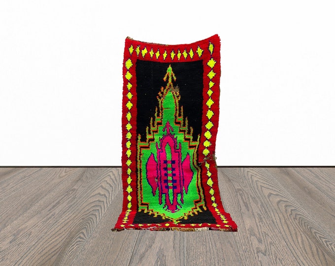 3x8 Feet moroccan runner rug, vintage runner rug, tribal runner rug, entryway runner rug, tribal runner rug.
