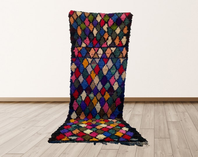 Berber Vintage Morrocan Tribal Azilal 3x10 ft Rug.