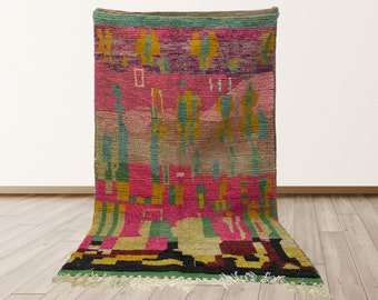 Moroccan Bohemian Wool Area Rug: Handmade Custom Berber Design.