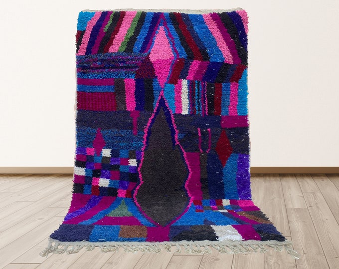 Bohemian Moroccan Handmade Colorful Area Rug.